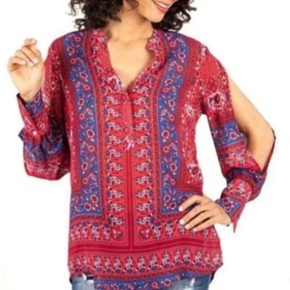 Kut from the Kloth Womens Blouse Cold Shoulder Cottage‎ Floral Size Small Office